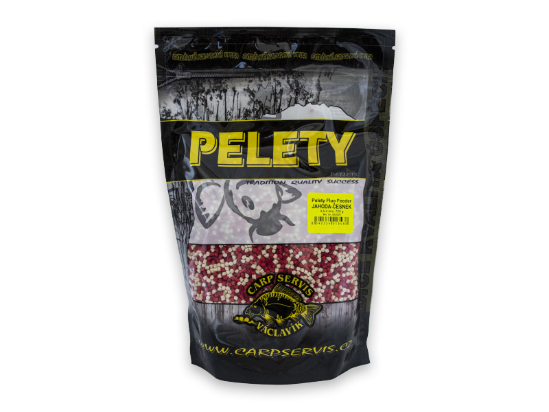 CSV Pelety Fluo Feeder - 700 g/Jahoda-Česnek